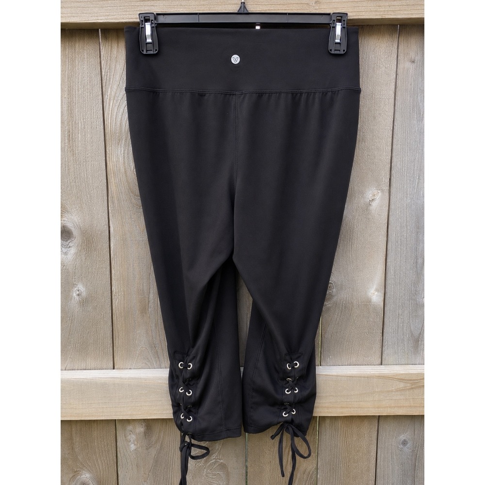 Livi Active Lane Bryant Black Capri Leggings 14/16 Lace Up Back High Rise Nwot